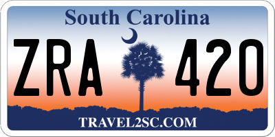 SC license plate ZRA420