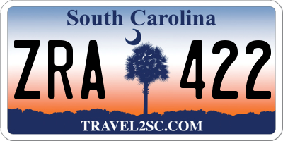 SC license plate ZRA422