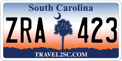 SC license plate ZRA423