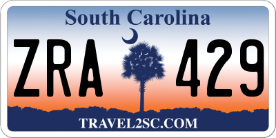 SC license plate ZRA429