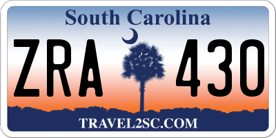 SC license plate ZRA430