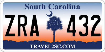 SC license plate ZRA432
