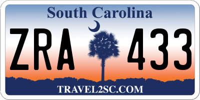 SC license plate ZRA433