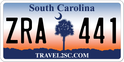 SC license plate ZRA441