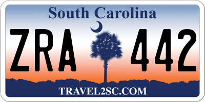 SC license plate ZRA442