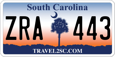 SC license plate ZRA443