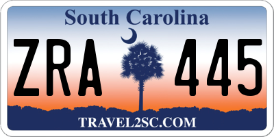 SC license plate ZRA445