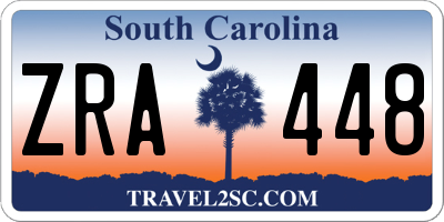 SC license plate ZRA448