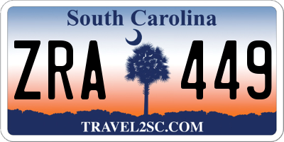 SC license plate ZRA449
