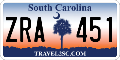 SC license plate ZRA451
