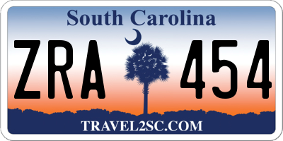 SC license plate ZRA454
