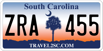 SC license plate ZRA455