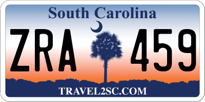SC license plate ZRA459