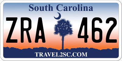 SC license plate ZRA462