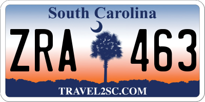 SC license plate ZRA463