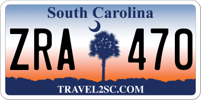 SC license plate ZRA470
