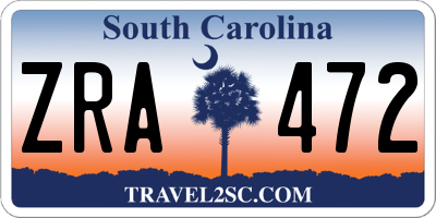 SC license plate ZRA472