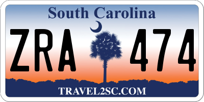SC license plate ZRA474