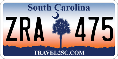 SC license plate ZRA475