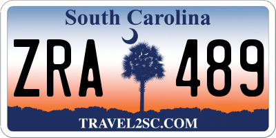 SC license plate ZRA489