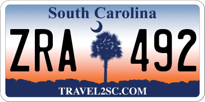 SC license plate ZRA492