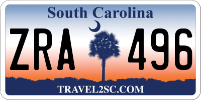 SC license plate ZRA496