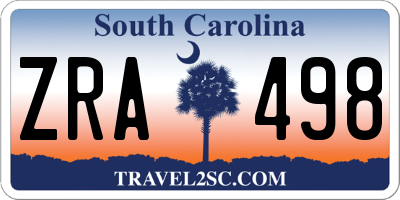 SC license plate ZRA498