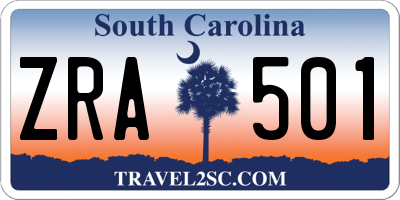 SC license plate ZRA501