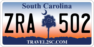 SC license plate ZRA502