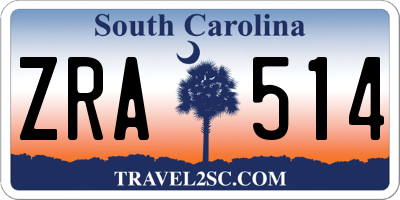 SC license plate ZRA514