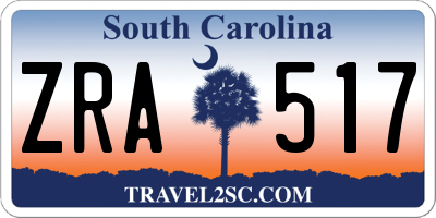 SC license plate ZRA517