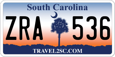 SC license plate ZRA536