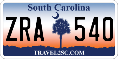 SC license plate ZRA540