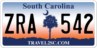 SC license plate ZRA542