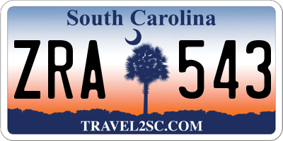 SC license plate ZRA543
