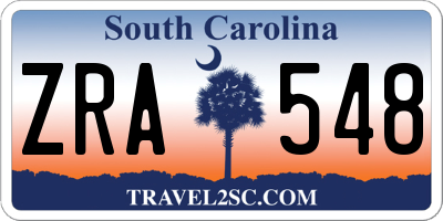 SC license plate ZRA548