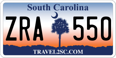 SC license plate ZRA550