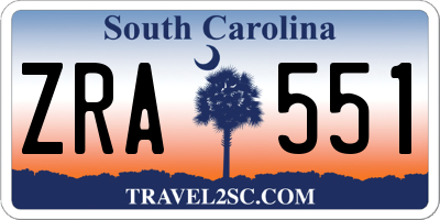 SC license plate ZRA551