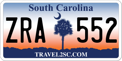SC license plate ZRA552