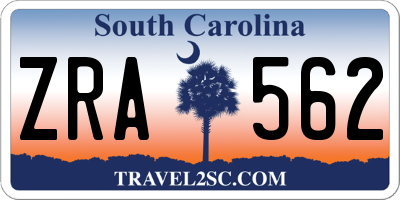 SC license plate ZRA562