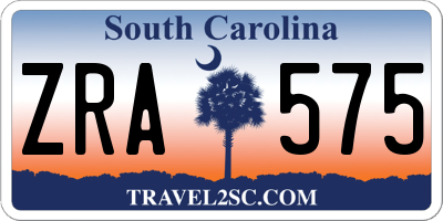 SC license plate ZRA575
