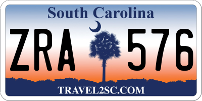 SC license plate ZRA576