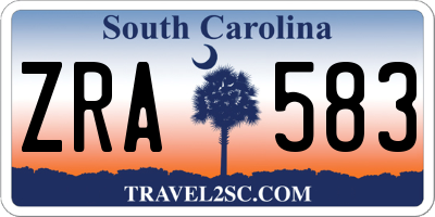 SC license plate ZRA583