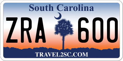 SC license plate ZRA600