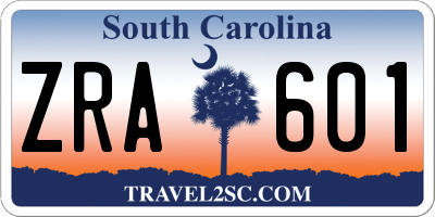 SC license plate ZRA601