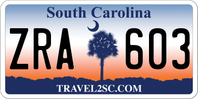 SC license plate ZRA603