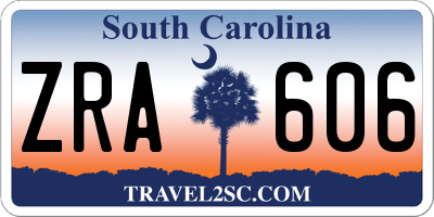 SC license plate ZRA606