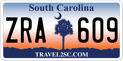 SC license plate ZRA609