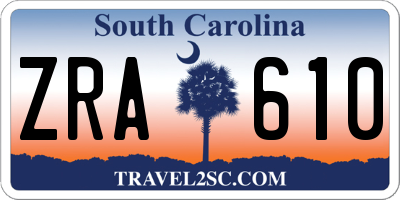 SC license plate ZRA610