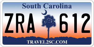 SC license plate ZRA612